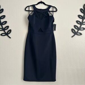 Enfocus Studio Blue Halter Sheath Midi Dress